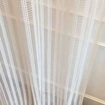 Voilage Sur Mesure LÉVANIA, Structure Tissée Ajourée, Rayures Texturées