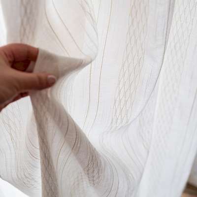Custom Made ONDELIA Sheer Curtain, Textured Fabric with Woven Wave Stripes
