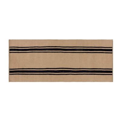 Tapis de Couloir Sur Mesure en Jute Naturel, Bande Noire Centrale