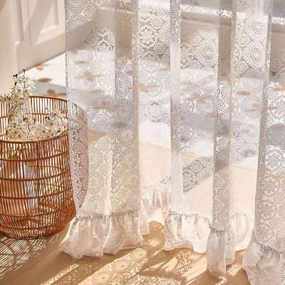 Voilage Sur Mesure ÉLÉONIE, Jacquard Coton-Polyester Mélangé, Motif Floral d’Inspiration Rococo et Volant Froncé