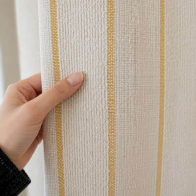Rideau Sur Mesure SÉRANZA, Jacquard Lin et Polyester, Rayures Verticales d’Inspiration Toscane