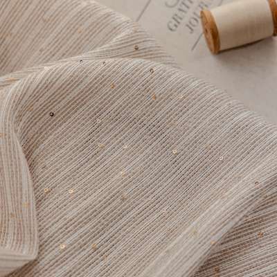 CÉLESTIA Custom-Made Sheer Curtain, Cotton and Polyester Jacquard, Textured Stripes with Sequins