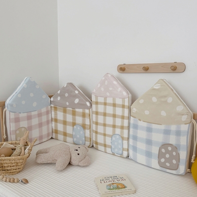 Tour de Lit Bébé, Lot de 4 Maisons Détachables, Housses 100 % Coton Imprimé, Réversibles
