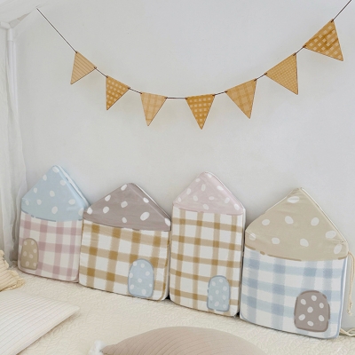 Tour de Lit Bébé, Lot de 4 Maisons Détachables, Housses 100 % Coton Imprimé, Réversibles