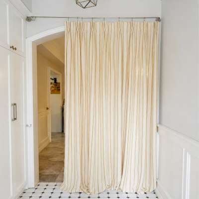 Rideau Sur Mesure SÉRANZA, Jacquard Lin et Polyester, Rayures Verticales d’Inspiration Toscane