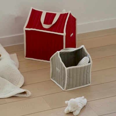 MAÏSONA Children's Storage Basket, 100% Quilted Cotton, Little House Shape