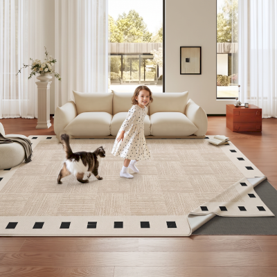 Modern Geometric Pattern Rug, Machine Washable, with Removable Surface and Non-Slip Base