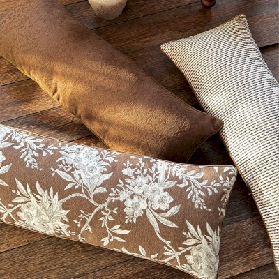 Retro Style Lumbar Cushion Cover, Jacquard Chenille Fabric, 35 × 90 cm