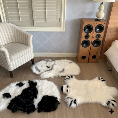 Tapis en Fausse Fourrure Effet Laine, Forme Koala, Panda ou Ours Polaire, 60 × 90 cm