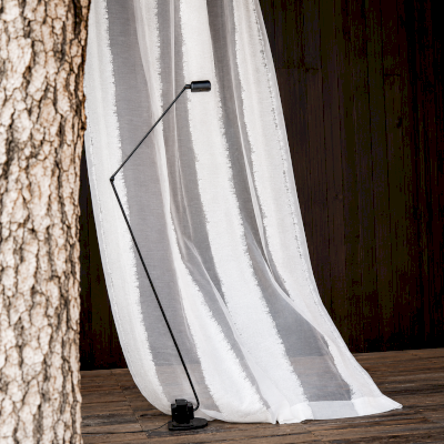 LUNÉA Custom Made Sheer Curtains, Textured Voile, Natural Vertical Stripes
