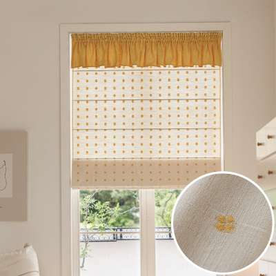Store Bateau Sur Mesure SOLÉAUX, Tissu Lin Mélangé, Motif Trèfle Brodé