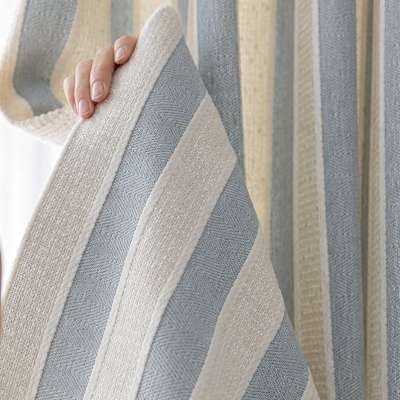 Rideau Sur Mesure MÉLORA, Tissu Aspect Coton Lin, Rayures Verticales Naturelles