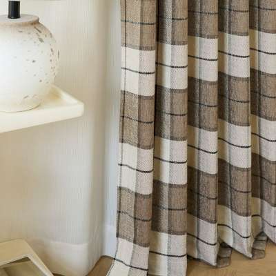 Rideau Sur Mesure ÉMORIA, Tissu Chenille Double Face, Motif Carreaux Contemporains