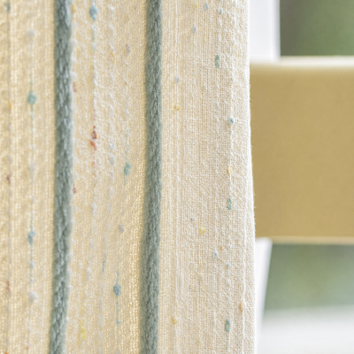 Custom Made ALEORA Curtain, Textured Chenille Fabric with Fine Colorful Stripes