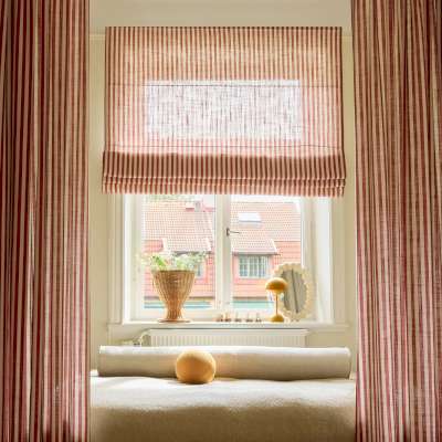 Custom Made MARINEA Roman Shade, Striped Cotton Linen Blend Fabric, Chic Coastal Style