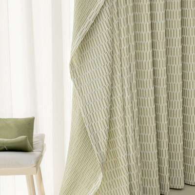 Custom Made ELVARIA Curtain, Textured Fabric with Raised Woven Geometric Pattern