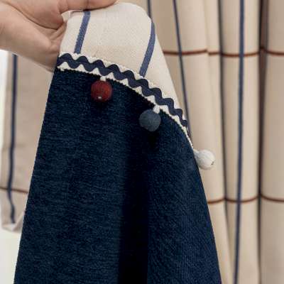 Custom Made ARVENIA Curtain, Chenille Fabric with Bauhaus Inspired Geometric Pattern