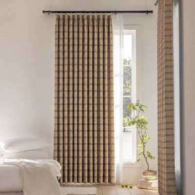 Custom Made CORTEA Curtain, Textured Fabric with Contrasting Woven Stripes