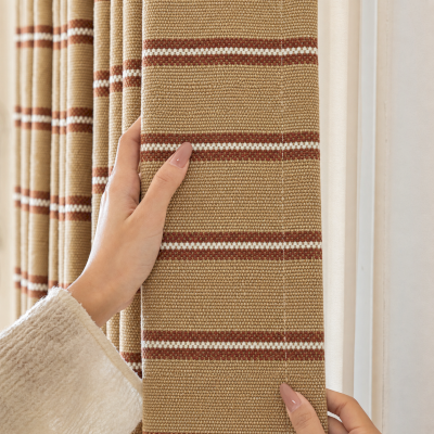 Custom Made CORTEA Curtain, Textured Fabric with Contrasting Woven Stripes