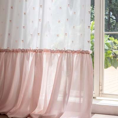 Voilage Sur Mesure ALBÉLIA, Voilage Brodé Motif Nœuds Délicats