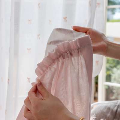 Voilage Sur Mesure ALBÉLIA, Voilage Brodé Motif Nœuds Délicats