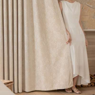 Rideau Occultant Sur Mesure VÉRÉLIA, Tissu Chenille Jacquard Double Face, Motif Bouquets Fleuris Esquissés