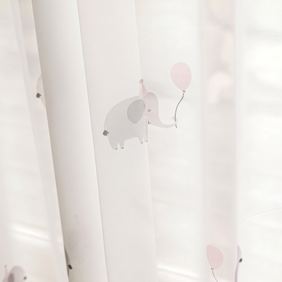 Custom-made children's voile curtain PACHÉLIA, printed fabric, whimsical elephant pattern