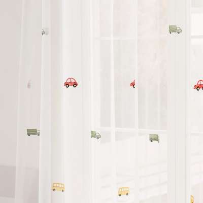 LOUIS Custom-Made Children's Sheer Curtain, Embroidered with Little Cars, Light and Luminous