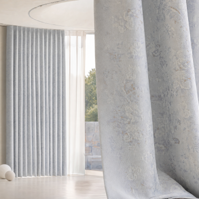 Custom Made ELEVIA Blackout Curtain, Double Face Chenille Fabric With Aged Floral Pattern