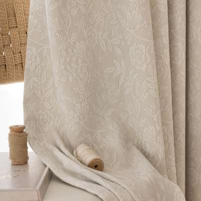 Custom Made AMELIA Blackout Curtain, Double Face Chenille Jacquard Fabric With Floral and Foliage Pattern