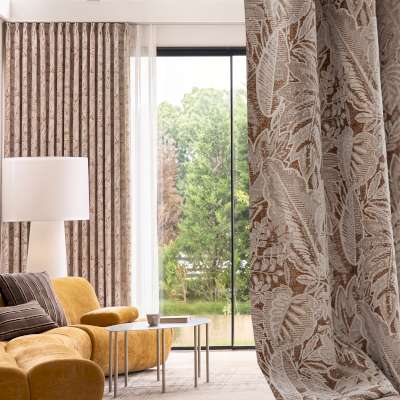 Custom Made MELEA Blackout Curtain, Chenille Jacquard Fabric With Raised Foliage Pattern