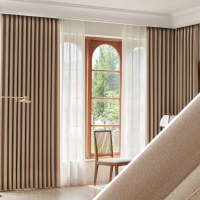 Custom Made CALVEA Blackout Curtain, Double Face Cotton Linen Look Fabric, Solid Textured Design