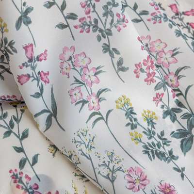 Custom Floral Sheer Cafe Curtain With Gathered Ruffle