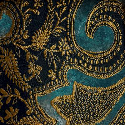 Rideau Sur Mesure PALAZZO, Tissu Jacquard à Reliefs Satinés, Motif Cachemire Baroque