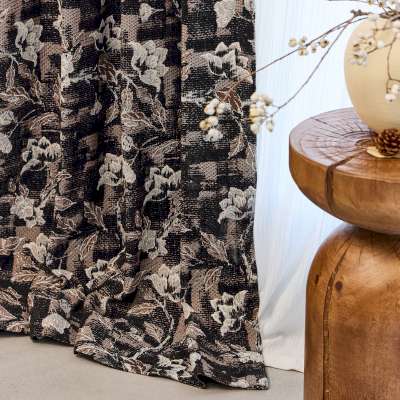 Magnolia Custom Curtain, Jacquard Fabric, Magnolia Pattern in Autumnal Tones