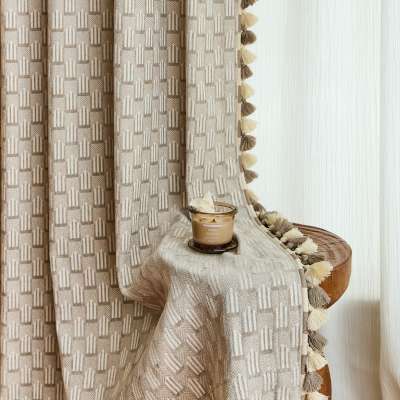 Custom-made curtain by SÉVORIN, Chenille Jacquard fabric, Geometric Braided Effect pattern