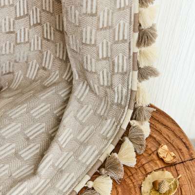 Custom-made curtain by SÉVORIN, Chenille Jacquard fabric, Geometric Braided Effect pattern