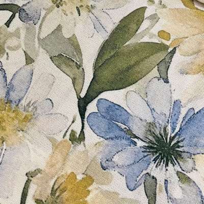 Custom-made CALÉNIA curtain, Printed Linen Effect Fabric, Watercolor Floral Pattern