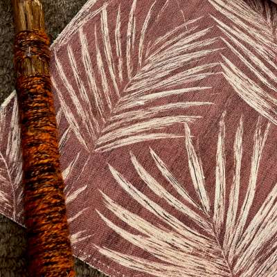 TERRALIS Custom-Made Curtain, Linen Effect Fabric, Terracotta Palm Print