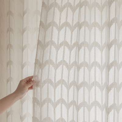 Custom Made ALBERIA Sheer Curtain, Soft Textured Voile With Cutwork Pattern