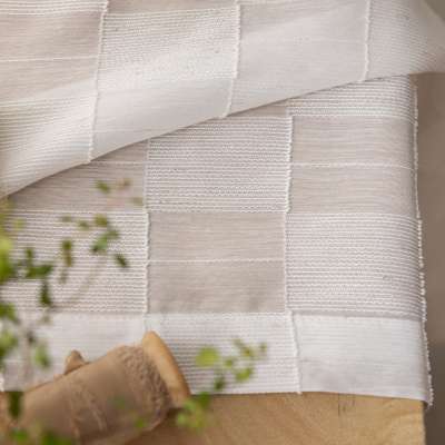 Custom Made NEVEA Sheer Curtain, Textured Voile with Raised Geometric Pattern
