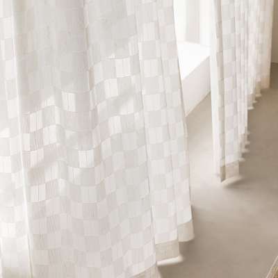 Custom Made NEVEA Sheer Curtain, Textured Voile with Raised Geometric Pattern