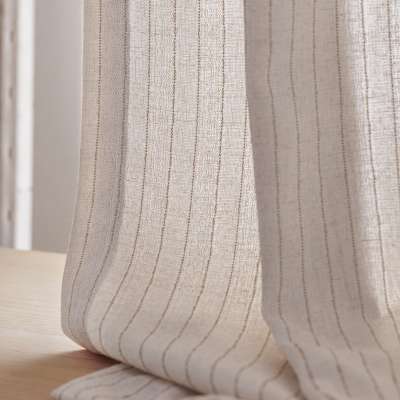 Custom Made MEREVA Sheer Curtain, Textured Weave with Greige Braided Stripes