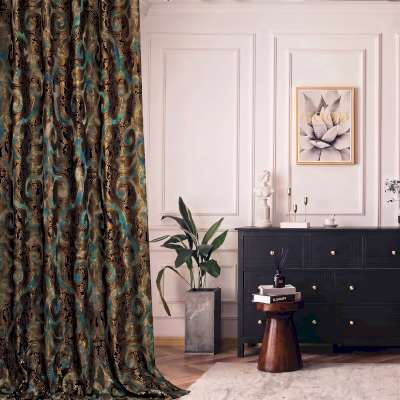 Rideau Sur Mesure PALAZZO, Tissu Jacquard à Reliefs Satinés, Motif Cachemire Baroque