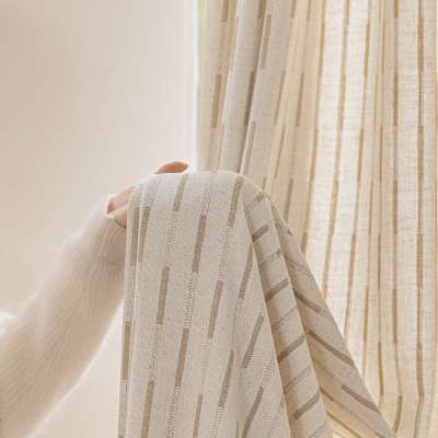 Rideau Sur Mesure MÉRAVIA, Tissu Aspect Lin Texturé, Rayures Verticales Naturelles