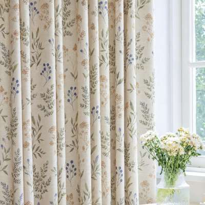 Rideau Sur Mesure MÉLISSA, Tissu Aspect Coton-Lin, Motif Herbier Botanique Imprimé