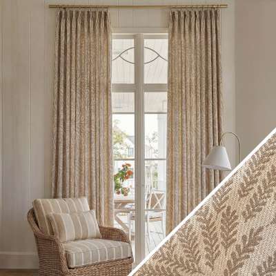 Rideau Sur Mesure MILA, Tissu Texturé Tissé, Motif Feuillage Naturel