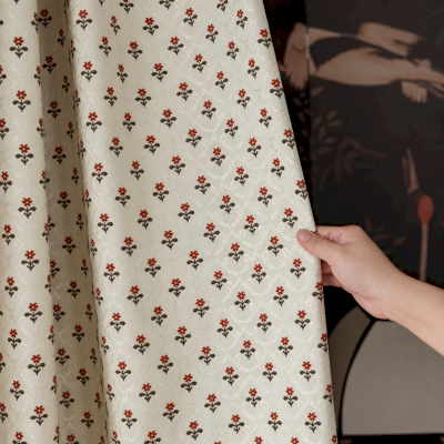 Custom Made ELISARA Curtain, Textured Embroidered Fabric with Floral and Delicate Arabesque Pattern