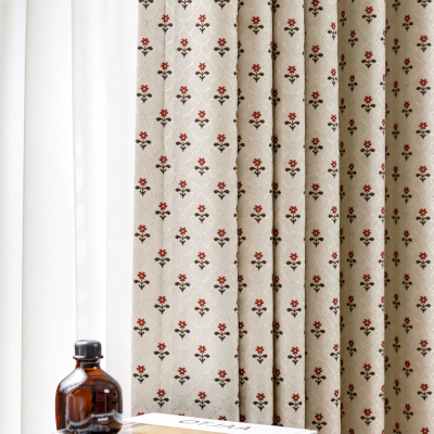 Custom Made ELISARA Curtain, Textured Embroidered Fabric with Floral and Delicate Arabesque Pattern