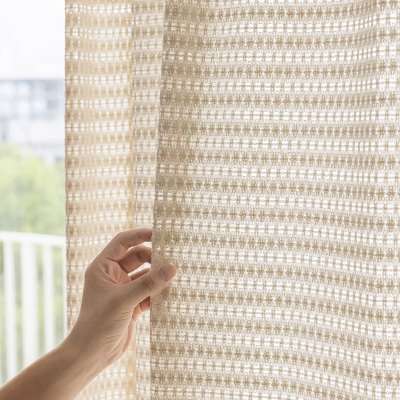 Custom Made MIRENA Sheer Curtain, Textured Open Weave with Graphic Mesh Pattern